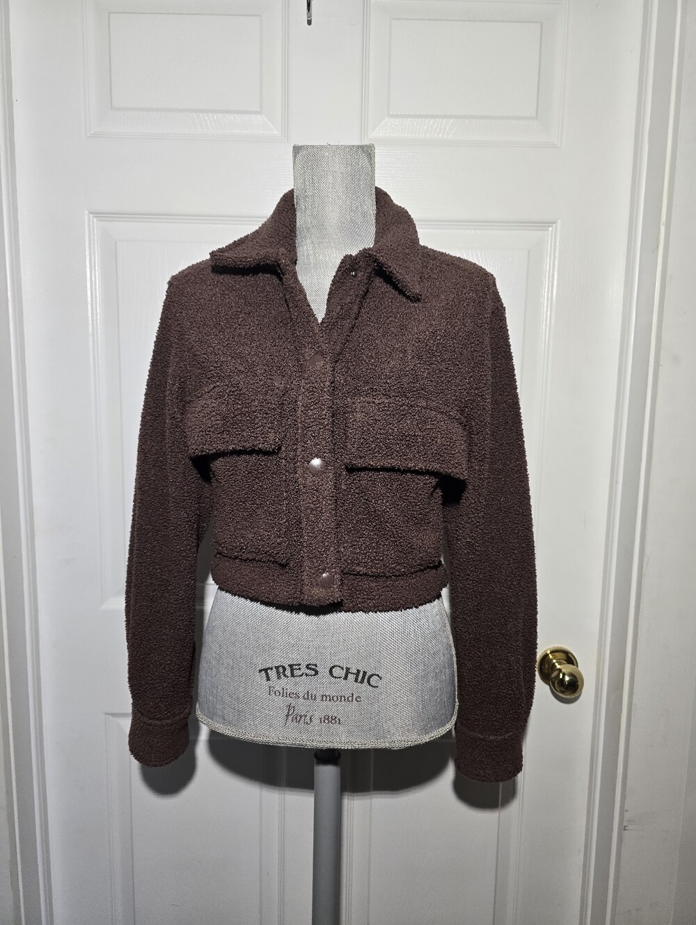 ABERCROMBIE & FITCH cropped Sherpa Shacket